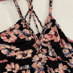 Floral maxi dress with braided straps.